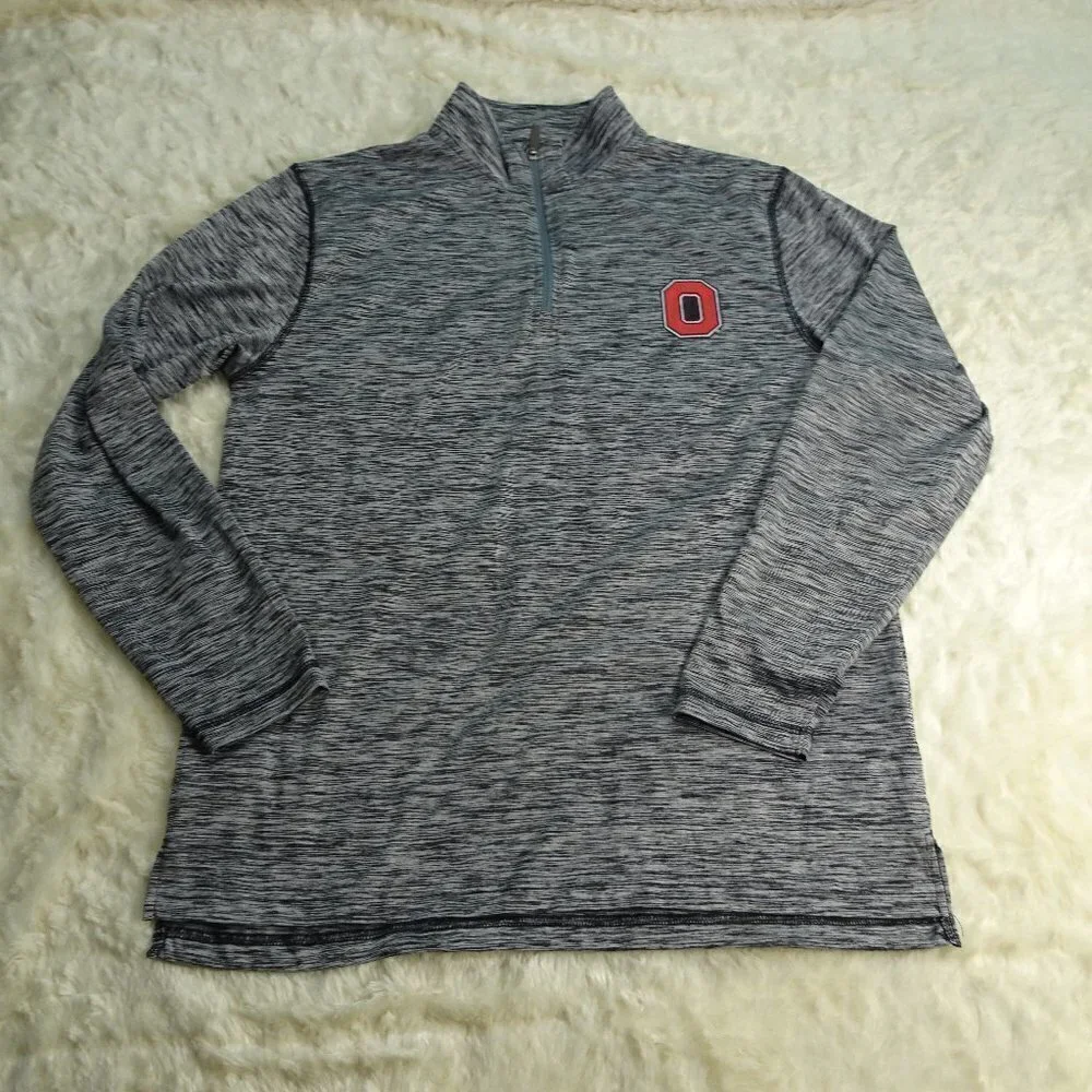 NCAA Ohio State Buckeyes Gray Qtr Zip Pullover Sm